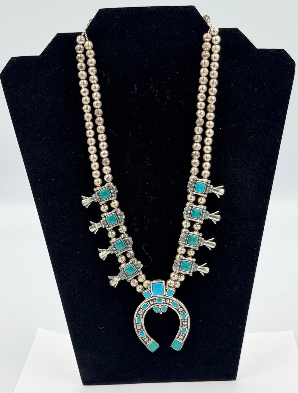 Sancrest Squash Blossom Southwestern-style Faux Turquoise Naja Pendant Necklace